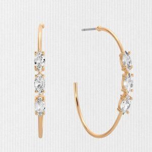 Ettika Dainty Marquise Cubic Zirconia Hoop Earrings NWOT Statement Hoop